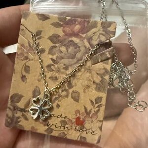 Silver 4 leaf‎ clover necklace